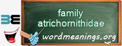 WordMeaning blackboard for family atrichornithidae